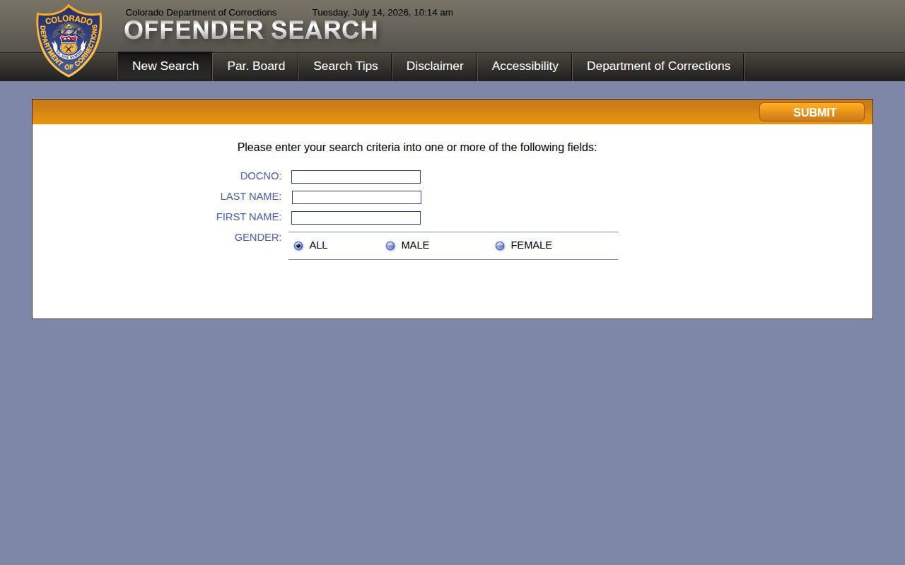 Las Animas County released inmates CDOC offender search page