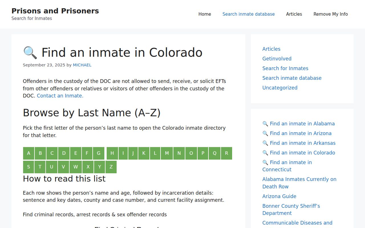 CDOC offender search release date field names for Las Animas County inmates