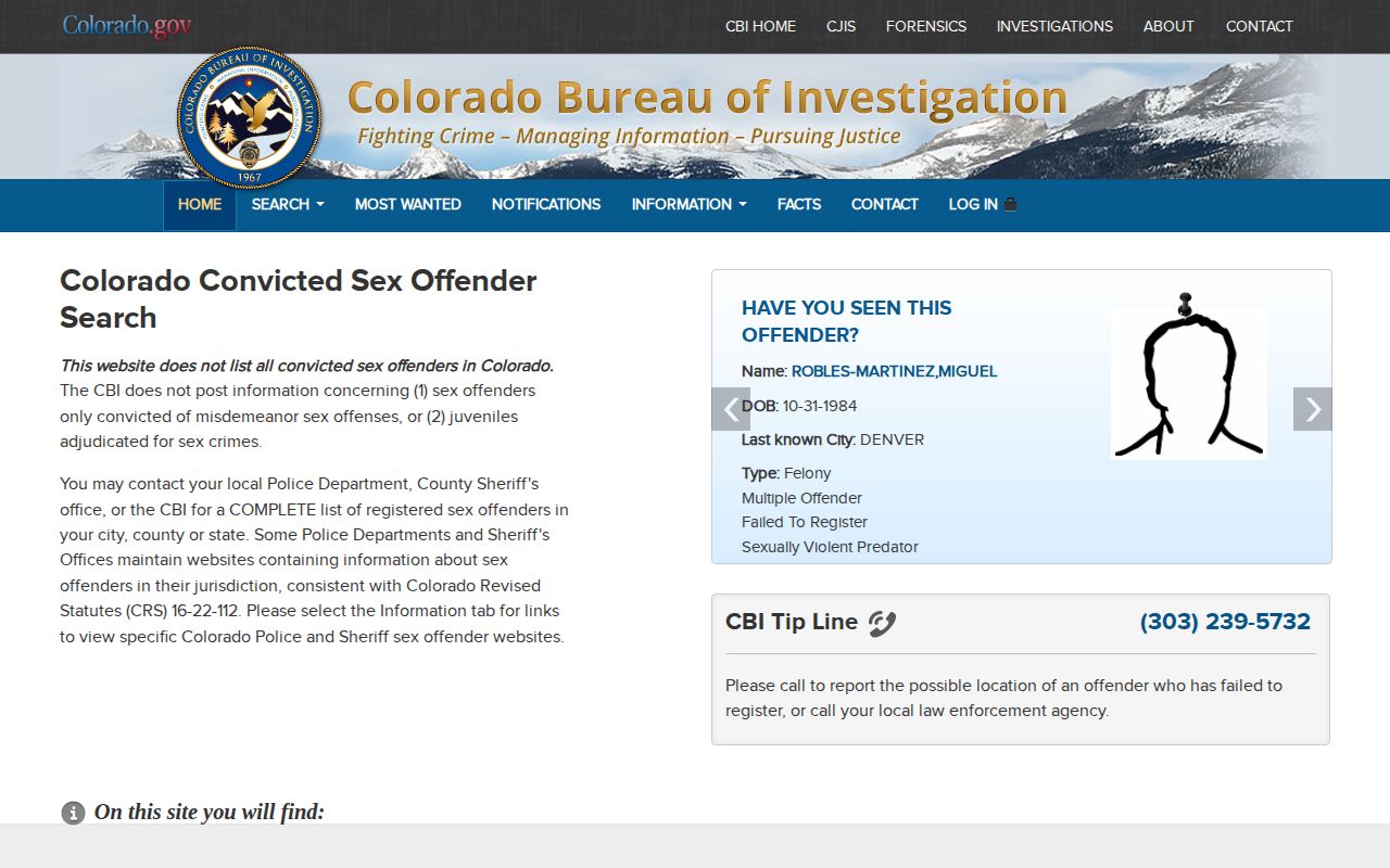 CBI registry source for Las Animas County released mugshot photo checks